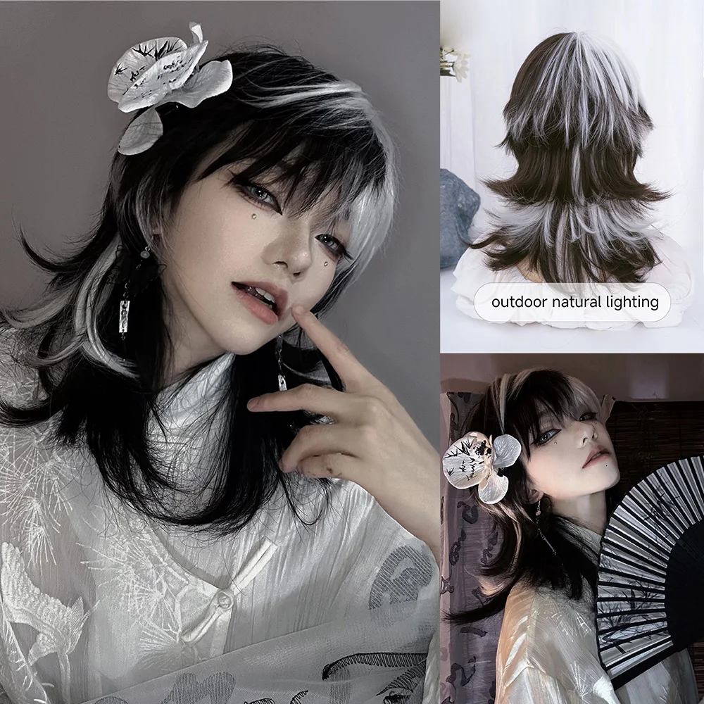 16Inch Black and White Color S - Synthetic Braided Wigs For Black Women ulasan dan harga
