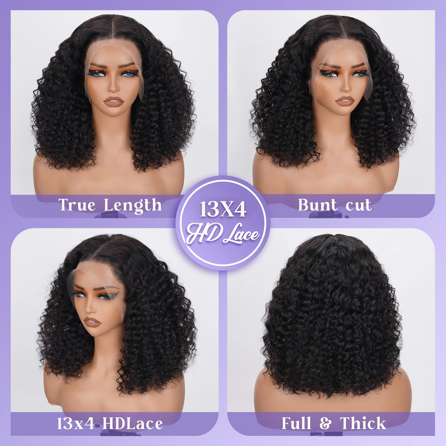 14 16 Inch Curly Deep Wave 13x - Glueless Wear And Go Human Hair Wig ulasan dan harga