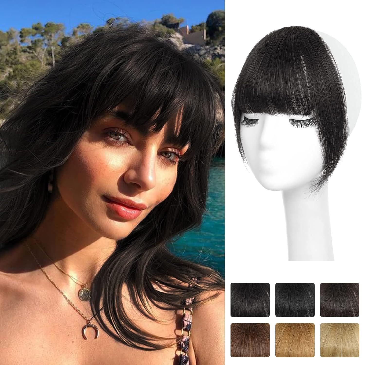 100% Human Hair Bangs Clip-In  - Seamless Clip In Hair Extensions Human Hair ulasan dan harga