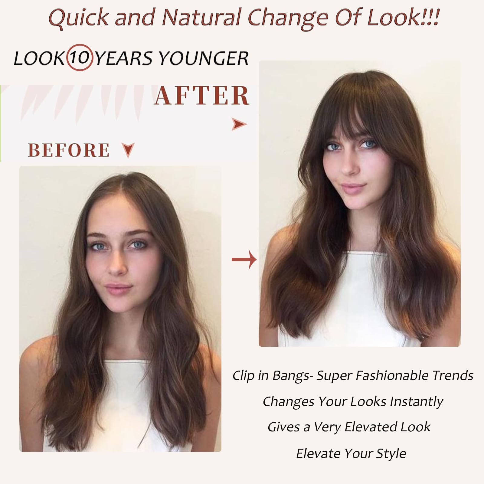 100% Human Hair Bangs Clip-In  - Seamless Clip In Hair Extensions Human Hair ulasan dan harga