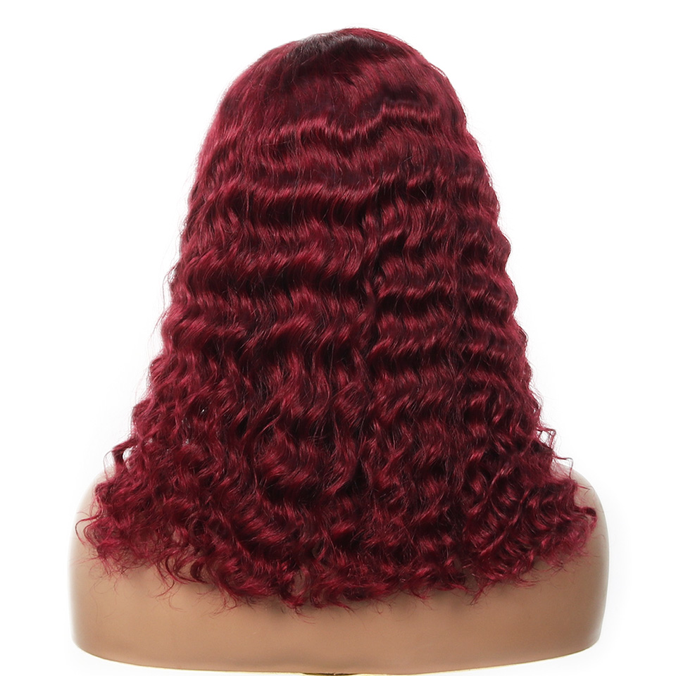99j Burgundy Deep Bob Wig Huma - Pre Parted 13X4 Lace Front Bob Wig ulasan dan harga