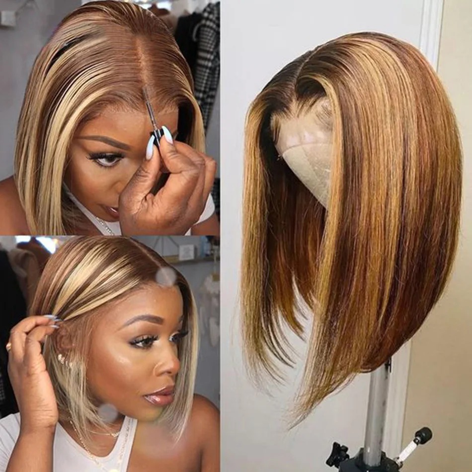 Highlight Blonde Wig Short Lac - Pre Parted 13X4 Lace Front Bob Wig ulasan dan harga