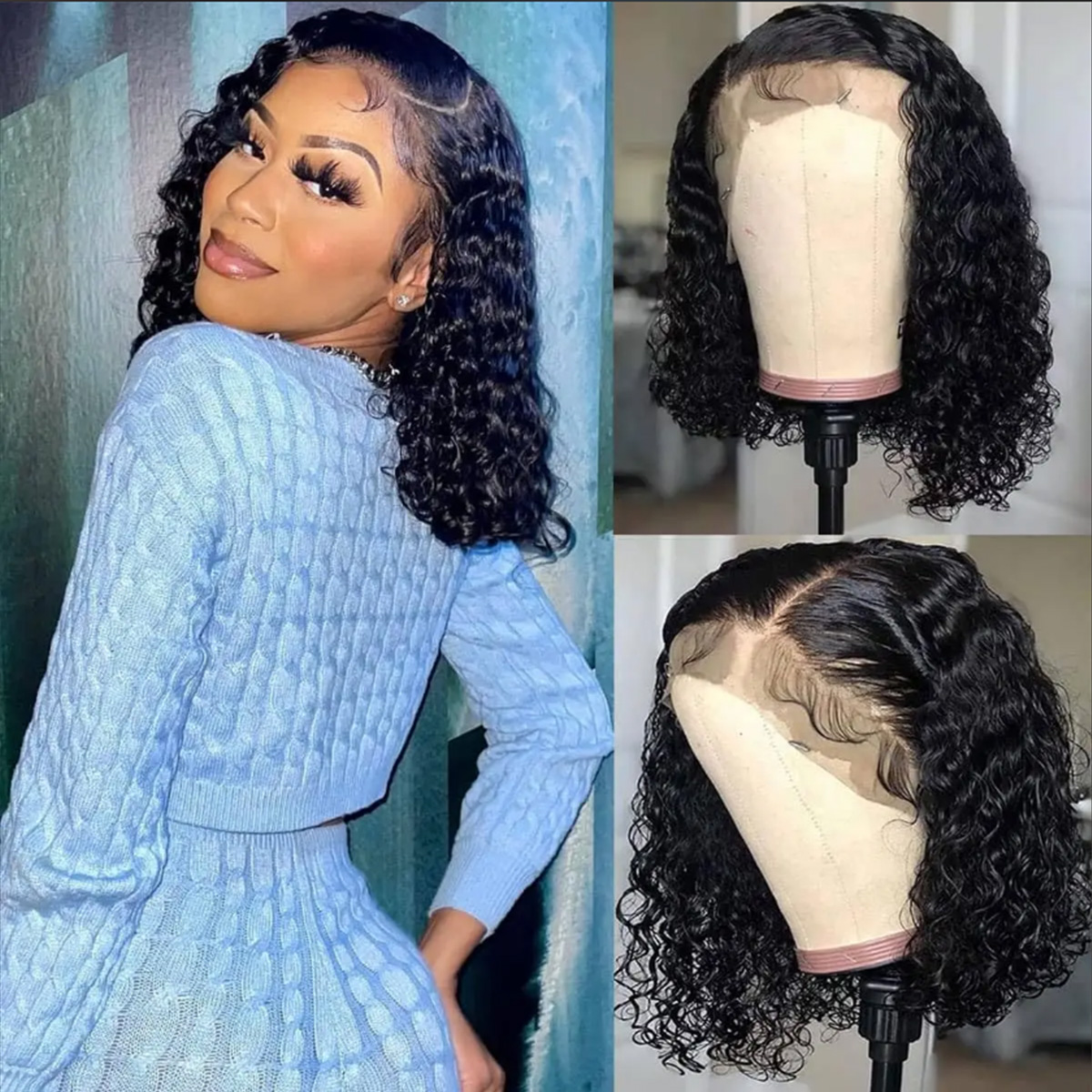 Deep Wave Wigs Human Hair 180  - Glueless Wear And Go Human Hair Wig ulasan dan harga