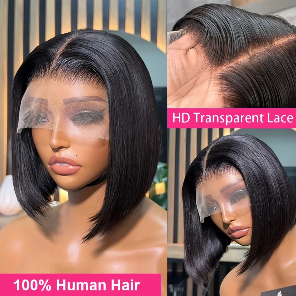 Bob Wig Human Hair Short Strai - Glueless Wear And Go Human Hair Wig ulasan dan harga