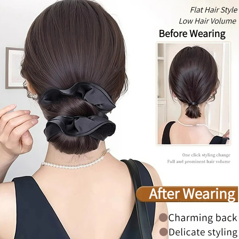 New Synthetic Satin Hair Tie C - Claw Clip Messy Bun Hair Piece ulasan dan harga