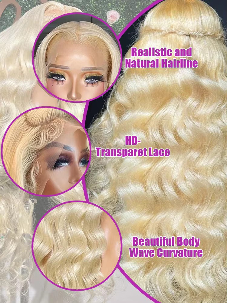 220% Density 613 Honey Blonde  - 613 Blonde Body Wave Lace Front Wig ulasan dan harga